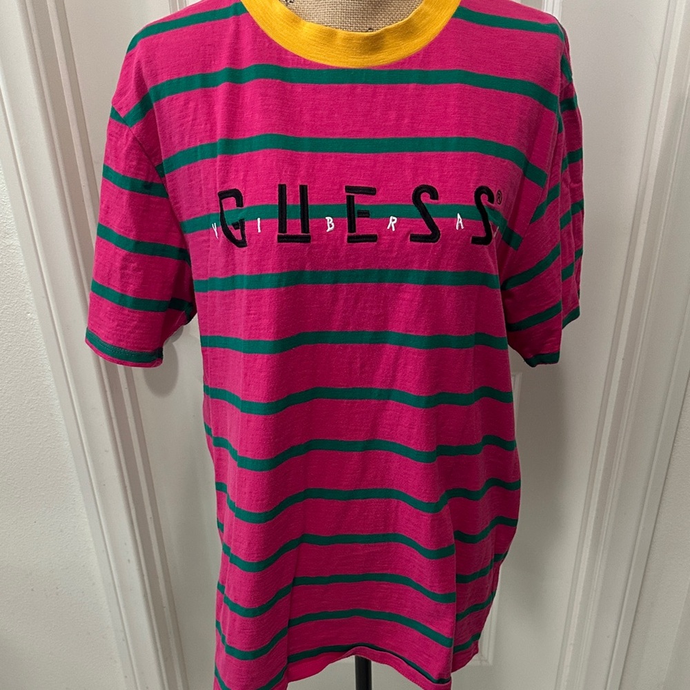 Guess Pink and Green J Balvin Collaboration Vibras Vintage Tee
